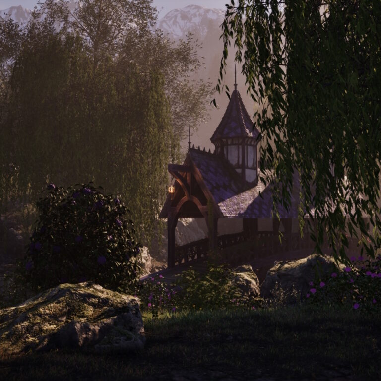 Cheydinhal in the morning sun. One of the prettiest views in Cyrodiil! 